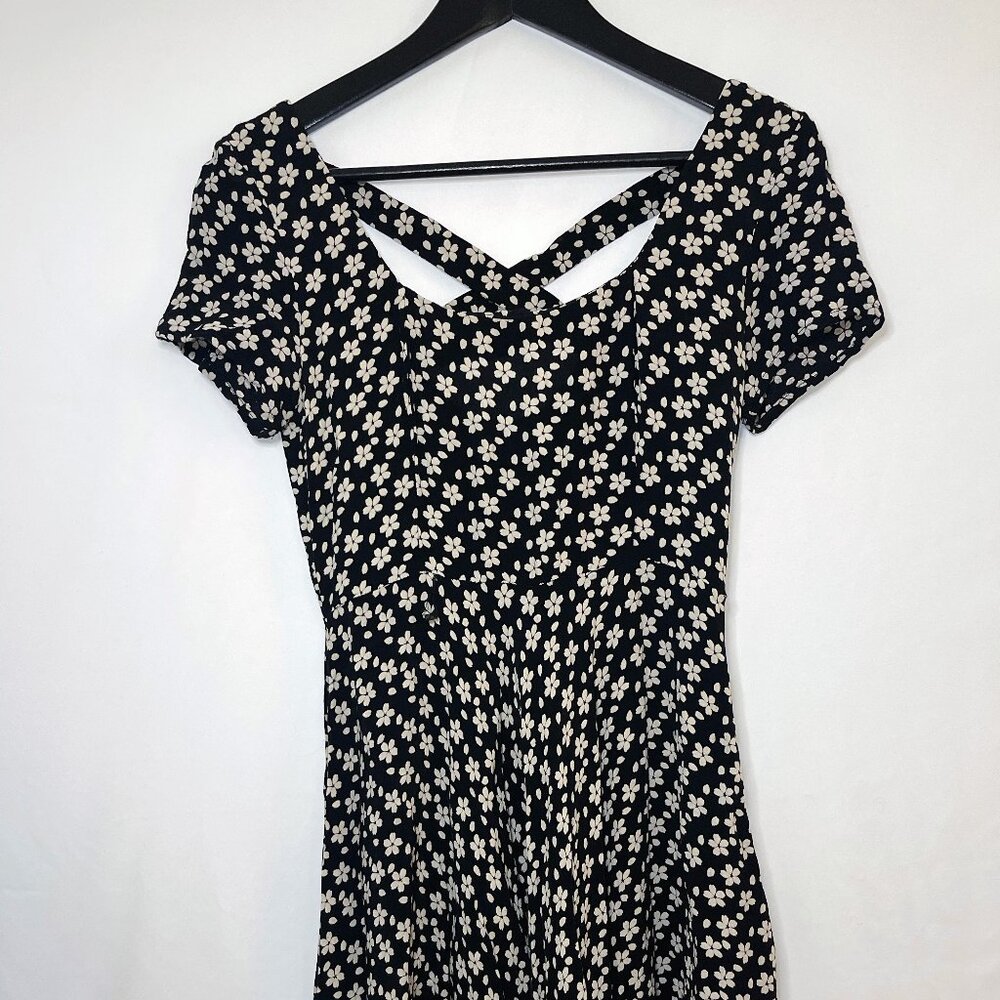 Black Dress with White Flowers (Size S)